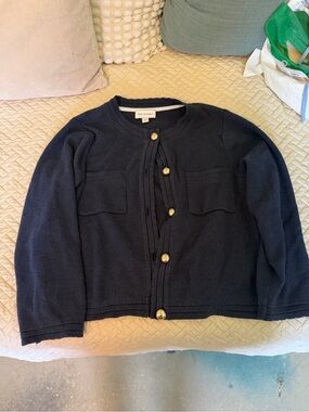 The Limited Navy Button-Front Cardigan Sweater